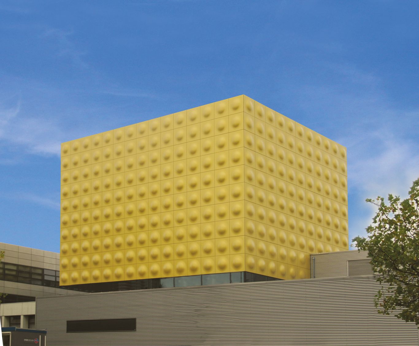 The building is yellow.