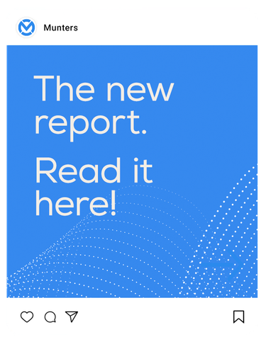 Instagram feed showing the text "THe new report. Read it here"