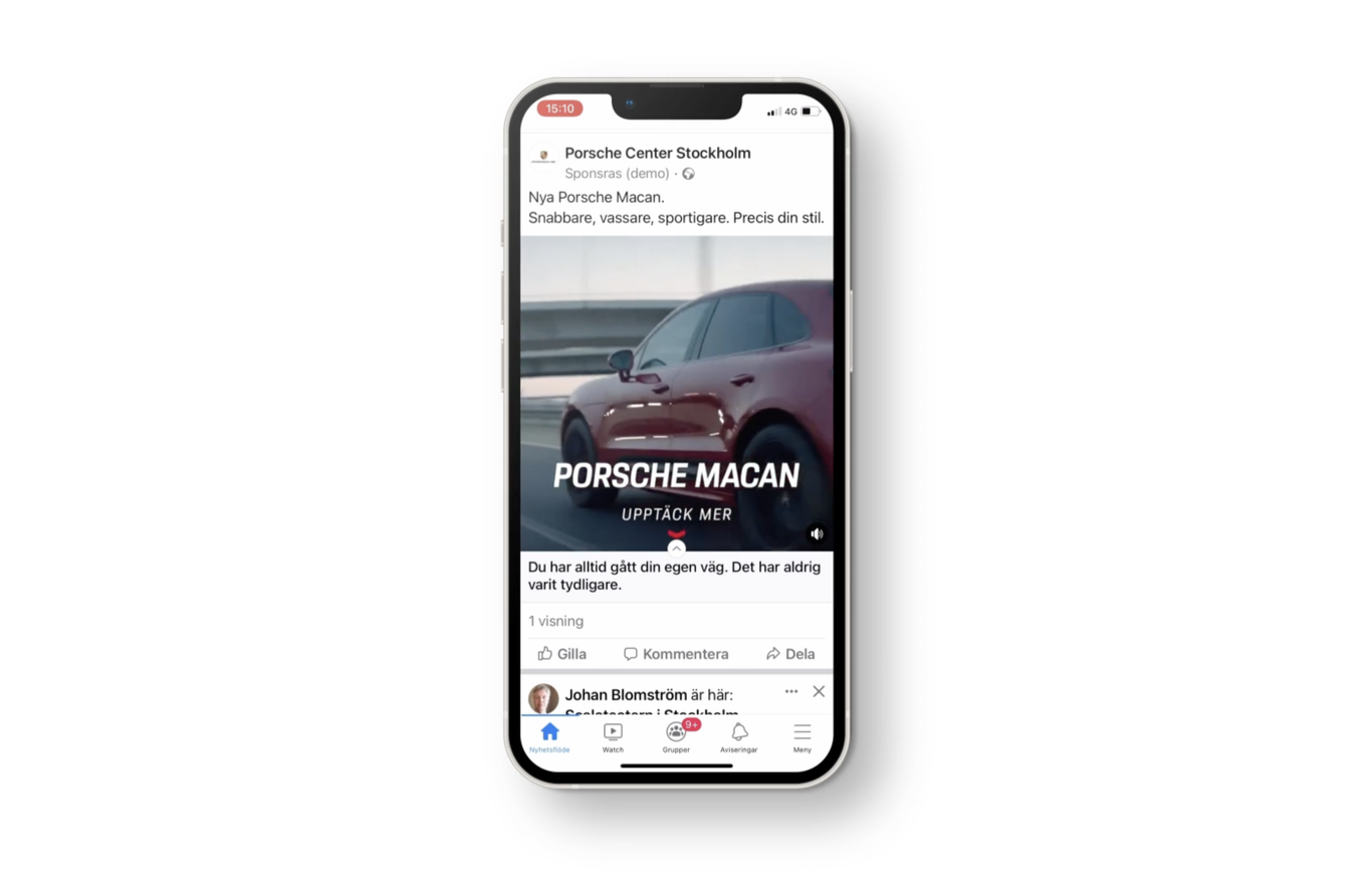 A porsche ad is displayed on a phone screen.