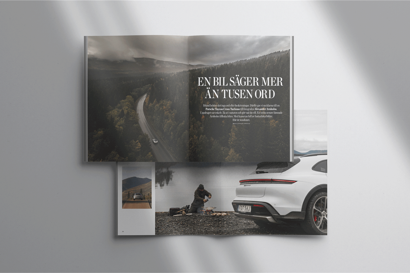A magazine with a picture of a car on it.