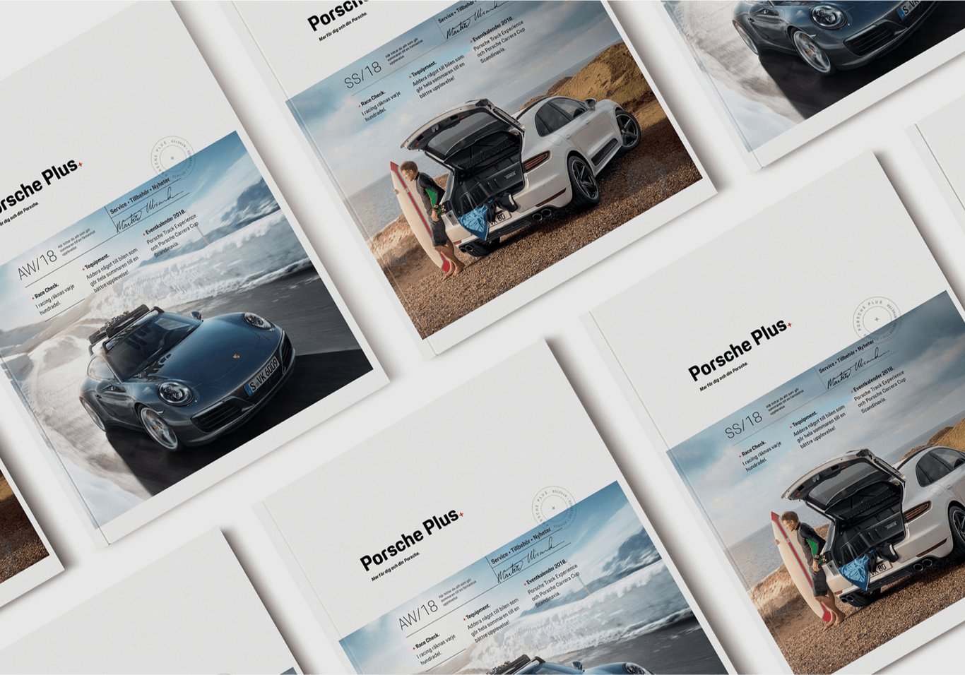 A set of brochures for a sports car.